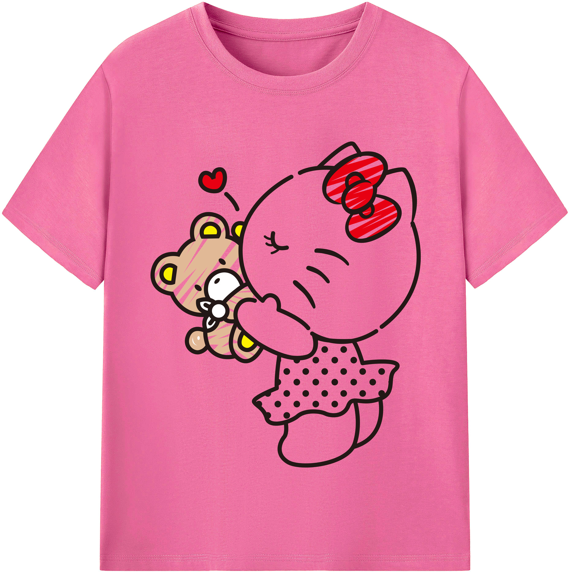 （画像用） Hello Kitty ハローキティ レディースカジュアルプリントTシャツ（綿100％）